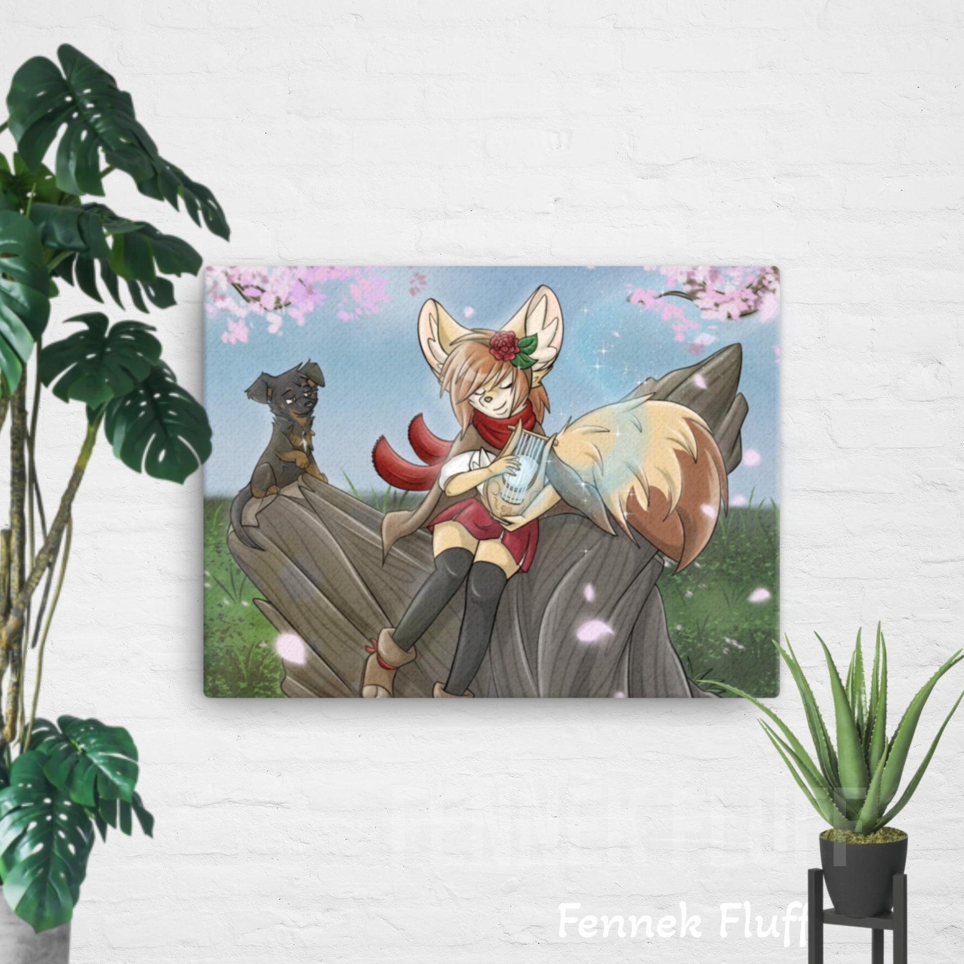 Fennec Fox Bard Girl - Canvas Fennek Fluff Fennek Fluff Mural