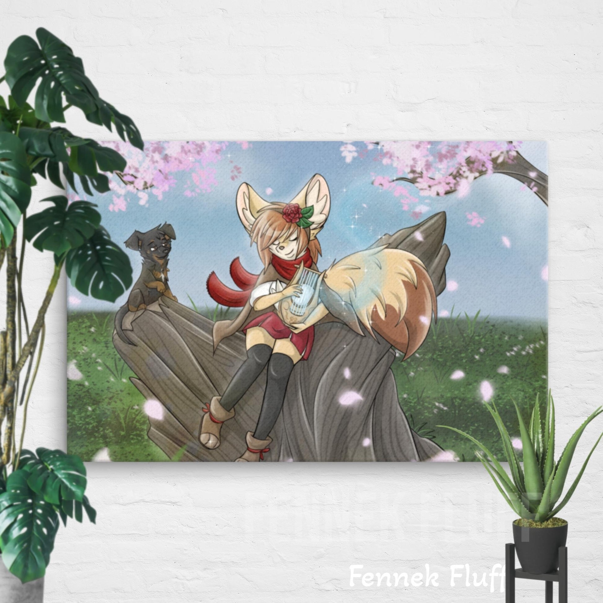 Fennec Fox Bard Girl - Canvas Fennek Fluff Fennek Fluff Mural