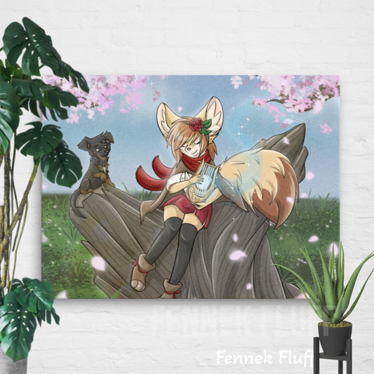 Fennec Fox Bard Girl - Canvas Fennek Fluff Fennek Fluff Mural