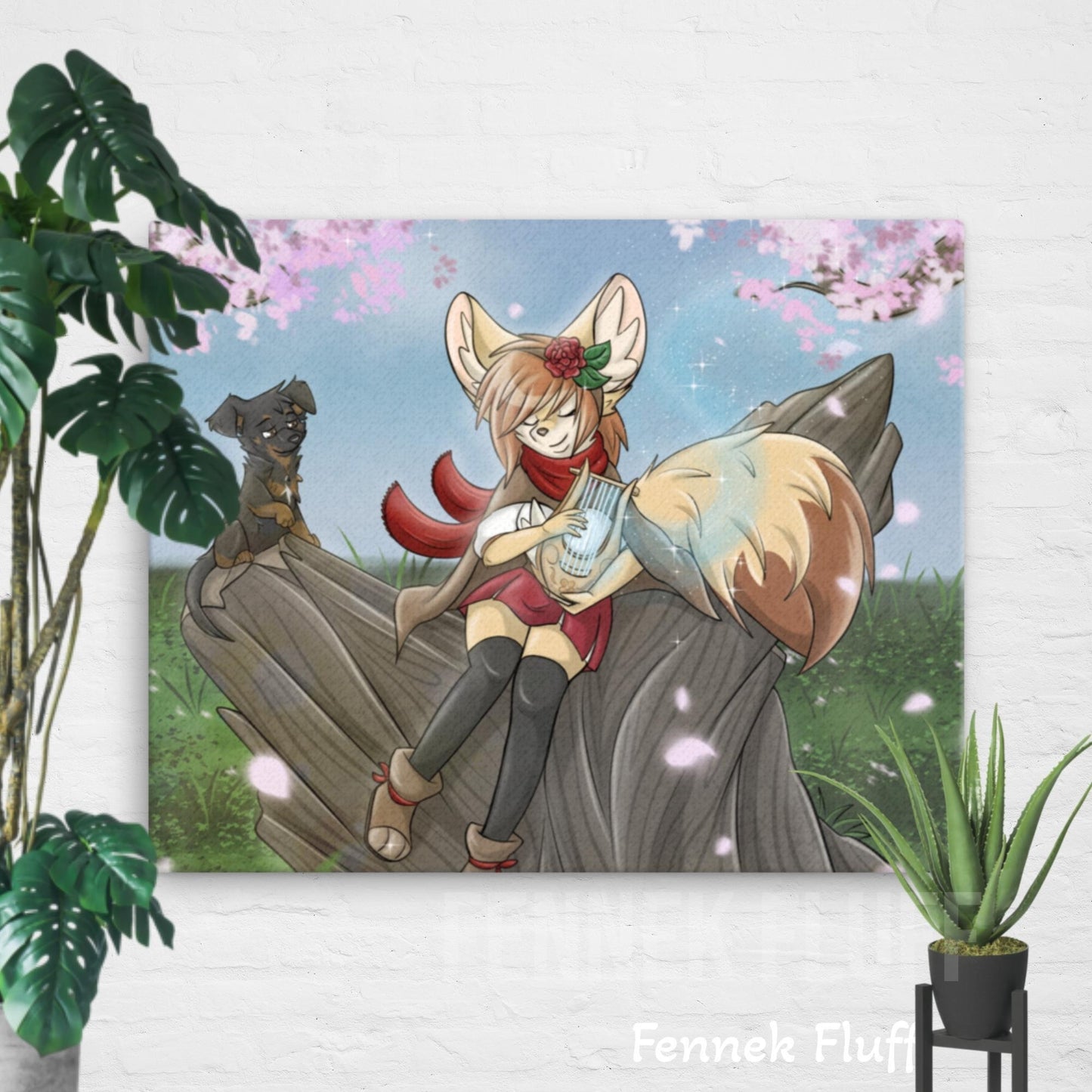 Fennec Fox Bard Girl - Canvas Fennek Fluff Fennek Fluff Mural