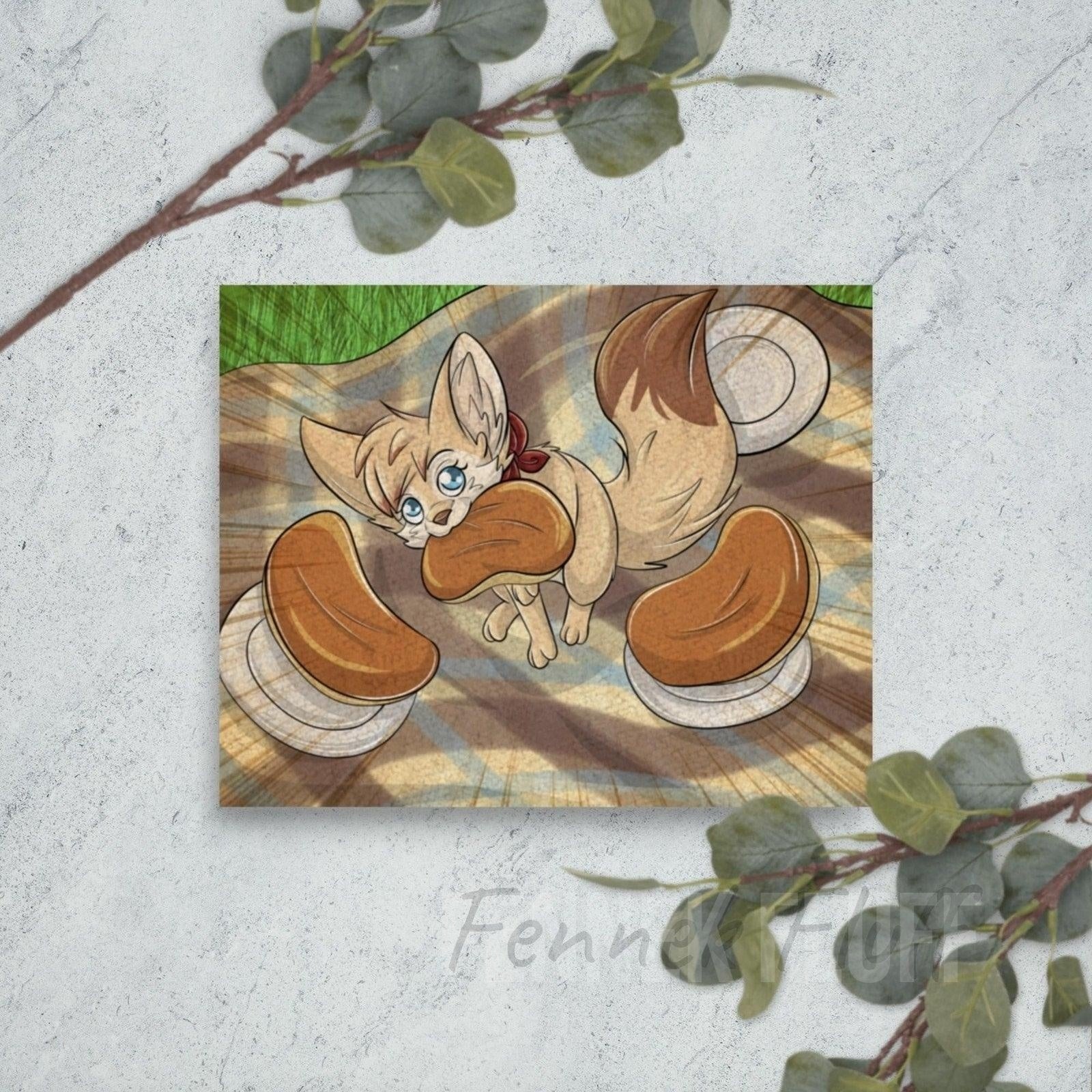 Fennec Fox - Steal the Pancakes - Poster Fennek Fluff Fennek Fluff Mural