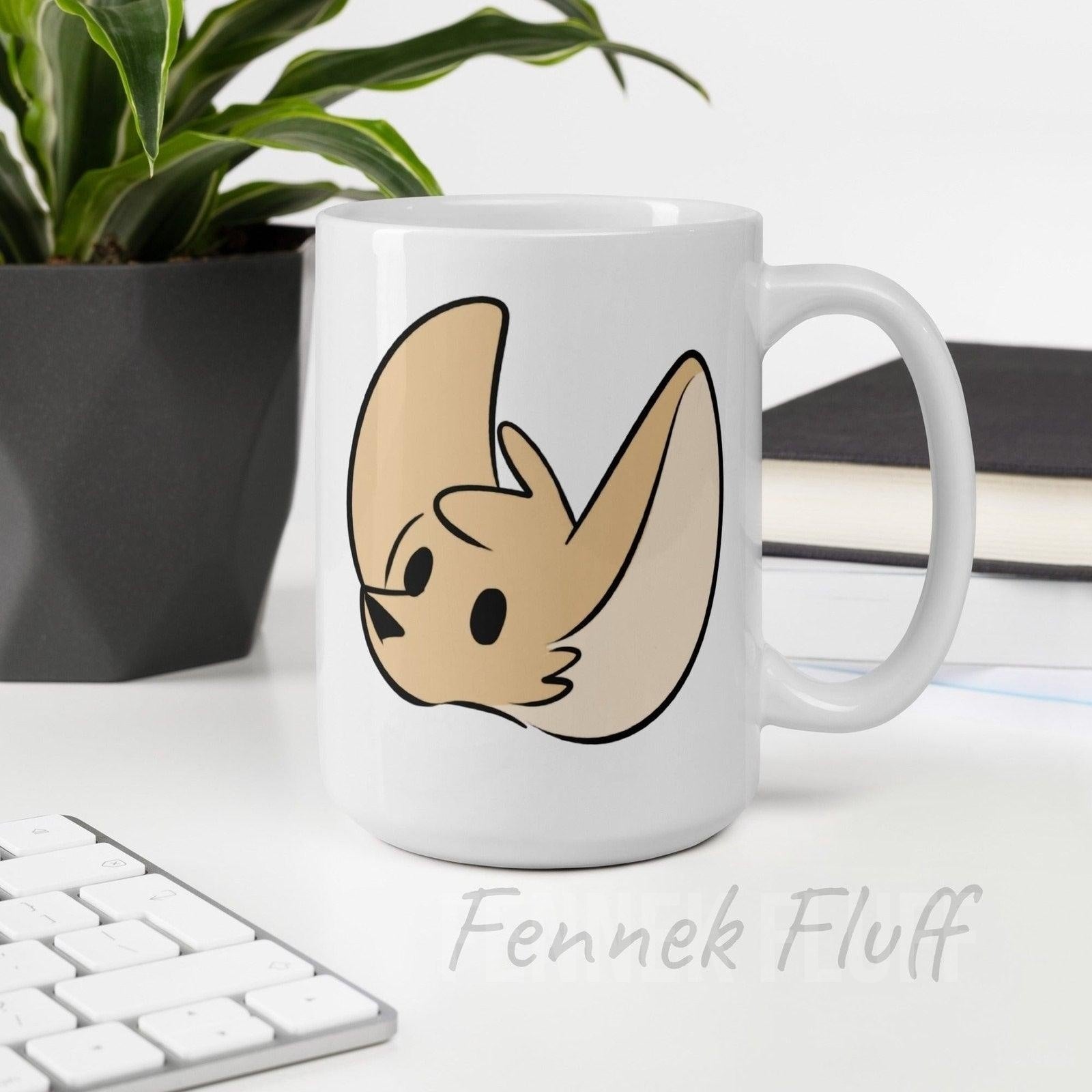 Fennec fox logo - white glossy mug Fennek Fluff Fennek Fluff Mugs