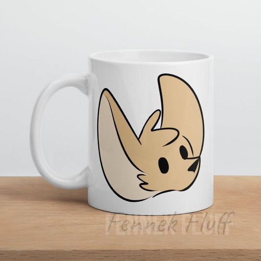 Fennec fox logo - white glossy mug Fennek Fluff Fennek Fluff Mugs