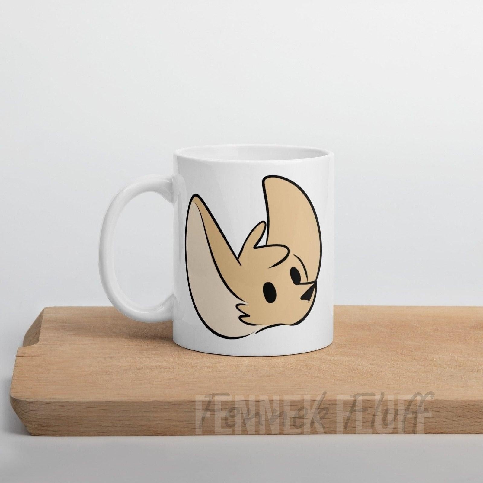 Fennec fox logo - white glossy mug Fennek Fluff Fennek Fluff Mugs