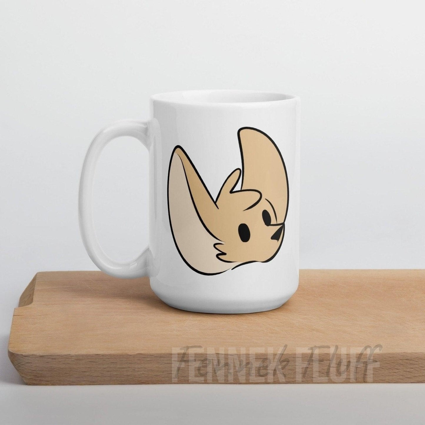 Fennec fox logo - white glossy mug Fennek Fluff Fennek Fluff Mugs