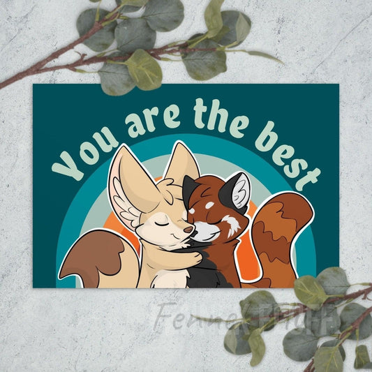 You are the best! - Fennec Fox/Red Panda - Postcard Fennek Fluff Fennek Fluff Card